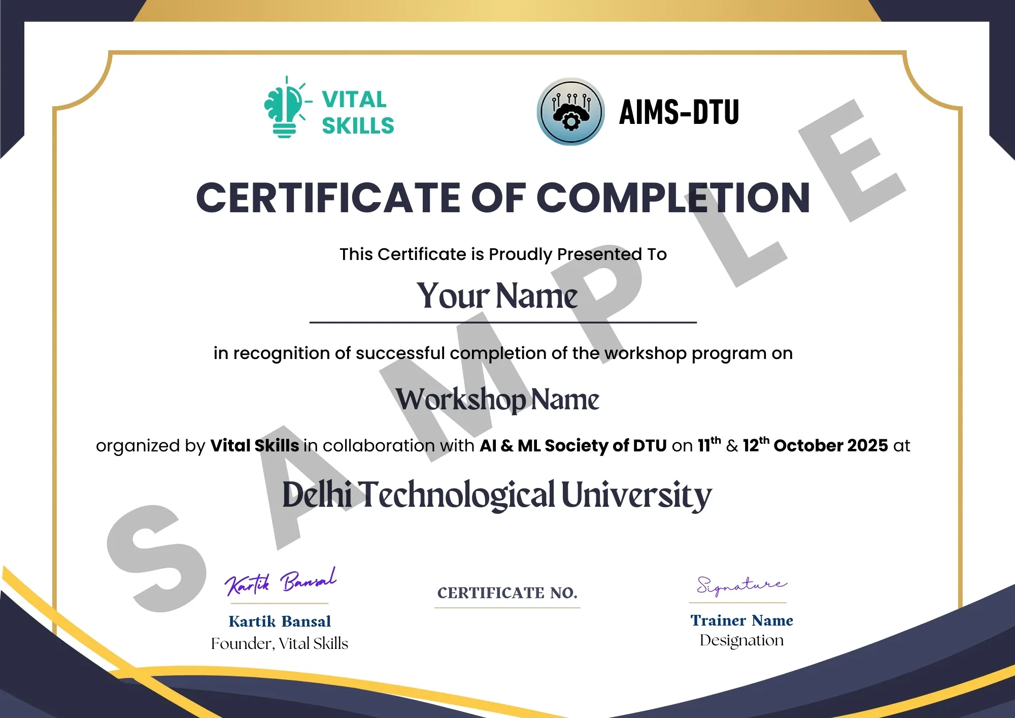 DTU - Sample Completion Certificate